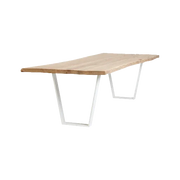 Design vergadertafel Bart met wit metalen onderstel en houten blad, modern kantoormeubilair