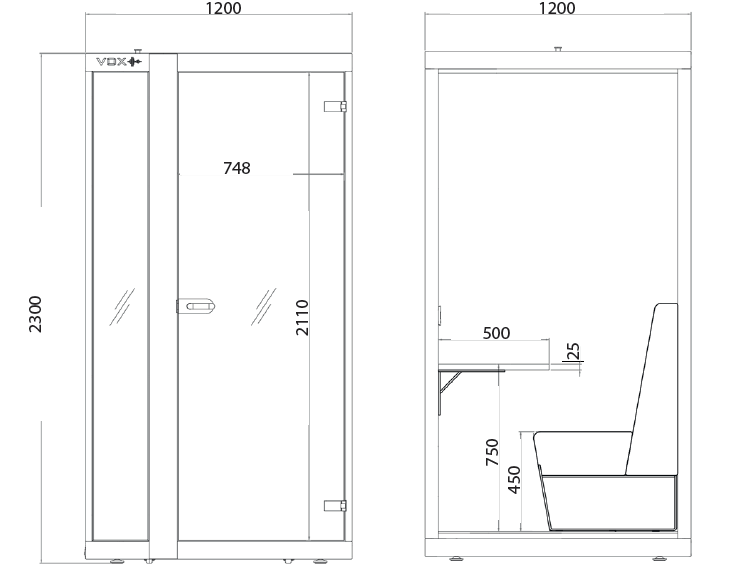 VOX Small Plus akoestische belcel | 1-persoons compleet incl. levering en montage