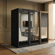 VOX Large 2P, VOX Large 2 persoons, akoestische overlegpod 2 personen, vergaderpod 2 personen, belcel 2 personen, room in room 2 personen, VOX overlegpod, akoestische vergadercabine, telefooncel 2 personen, kantoor pod 2 personen, overlegcabine kantoor, VOX pod prijs, VOX Large prijs, vergaderruimte zonder verbouwing, akoestische pod kantoor