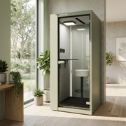 VOX Small, VOX Small belcel, VOX 101, VOX pod Small, akoestische belcel kantoor, telefooncel kantoor, 1 persoons belcel, belcel 100x100, akoestische telefooncel, room in room kantoor, kantoor pod 1 persoon, videobelcel kantoor, Teams belcel, geluidsdichte belcel kantoor, VOX belcel prijs, VOX Pods Nederland