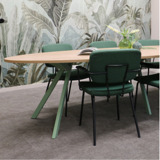 Bridge vergadertafel met ovaal blad en groen frame