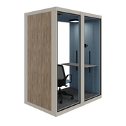 VOX-pod medium RAL7044 met houtlook zijwand linker zijaanzicht 