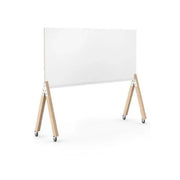 Verrijdbaar whiteboard met houten poten voor kantoorinrichting en vergaderruimtes.