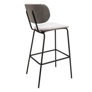 Design barkruk met grijze zitting en rugleuning, zwart metalen frame, kantoormeubilair