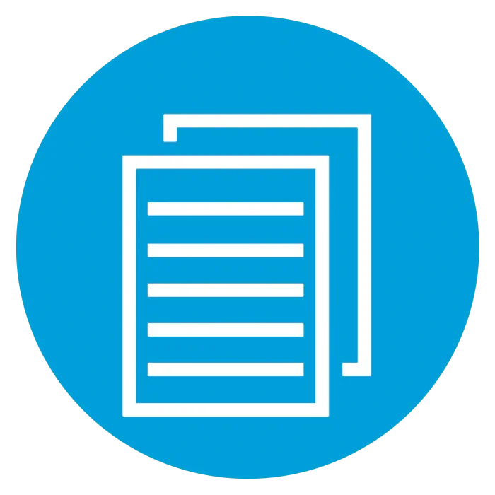 Afvalscheidingsbak sticker papier, blauw icoon met documenten, kantoormeubilair online