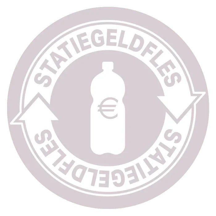 Sticker statiegeldfles met fles symbool en euroteken, afvalscheiding kantoor