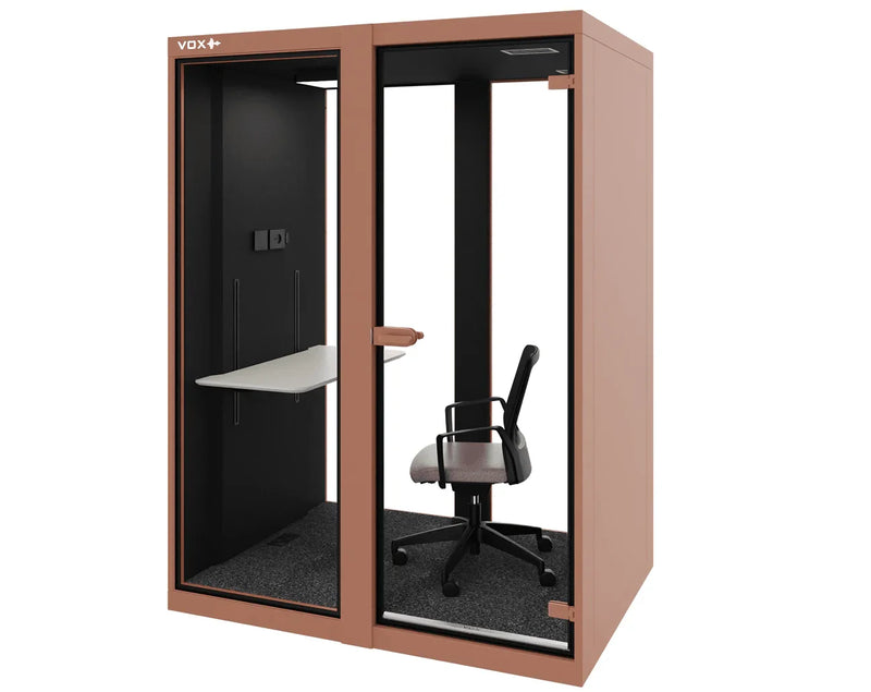 Akoestische werkplek pod voor 1 persoon met bureaustoel en werkblad, design kantoormeubilair