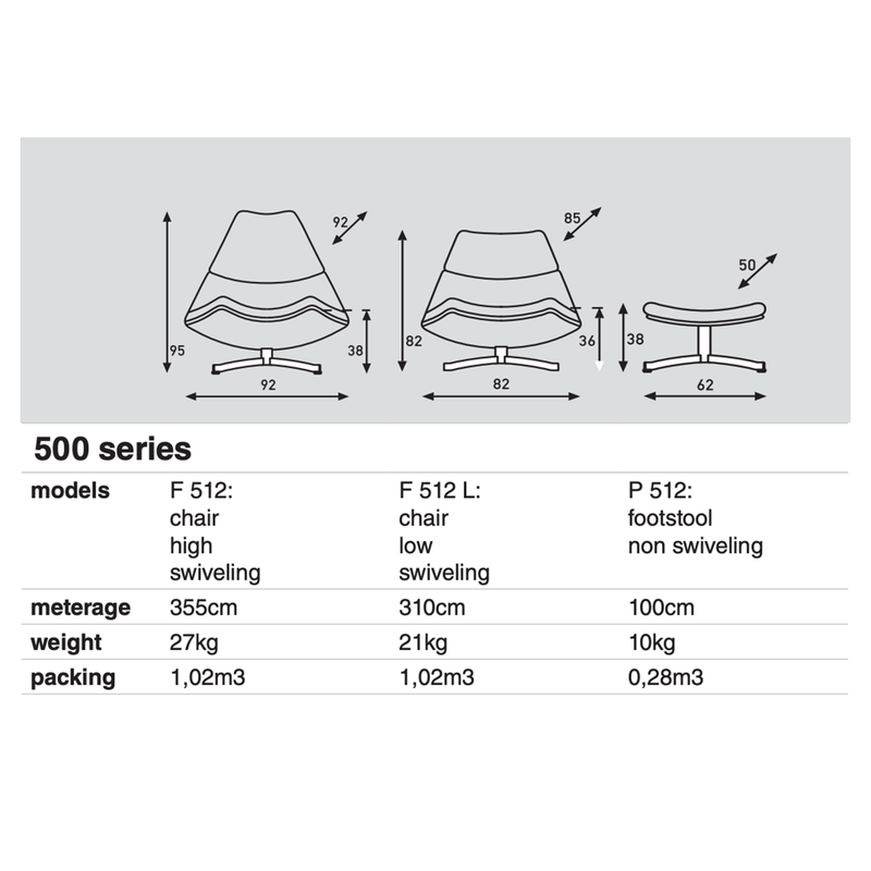 Artifort 500 serie specificaties F512