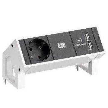 Bachmann opbouwunit met stopcontact en USB-poorten voor bureau, kantoormeubels.online