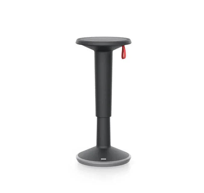Zwarte Interstuhl UPis1 balanskruk, ergonomische stahulp voor kantoor, wit en rood detail