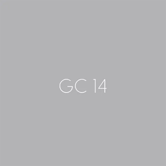 Grijze kleurstaal met de aanduiding GC 14 voor kantoormeubels en interieurdesign.