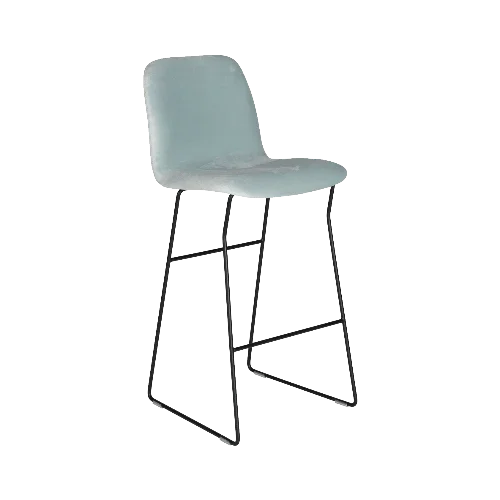 Design barkruk Quin met lichtblauwe zitting en zwart metalen frame, kantoormeubels online