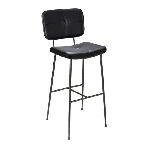 Zwarte barkruk Gerlin met metalen frame, modern design kantoormeubilair, kantoorstoel