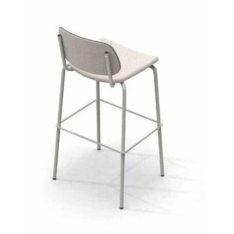 Moderne barkruk Jami, zithoogte 81 cm, wit met metalen frame, kantoormeubilair