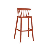 Rode design barkruk met spijlenrug, modern kantoormeubilair voor werkplek of kantine
