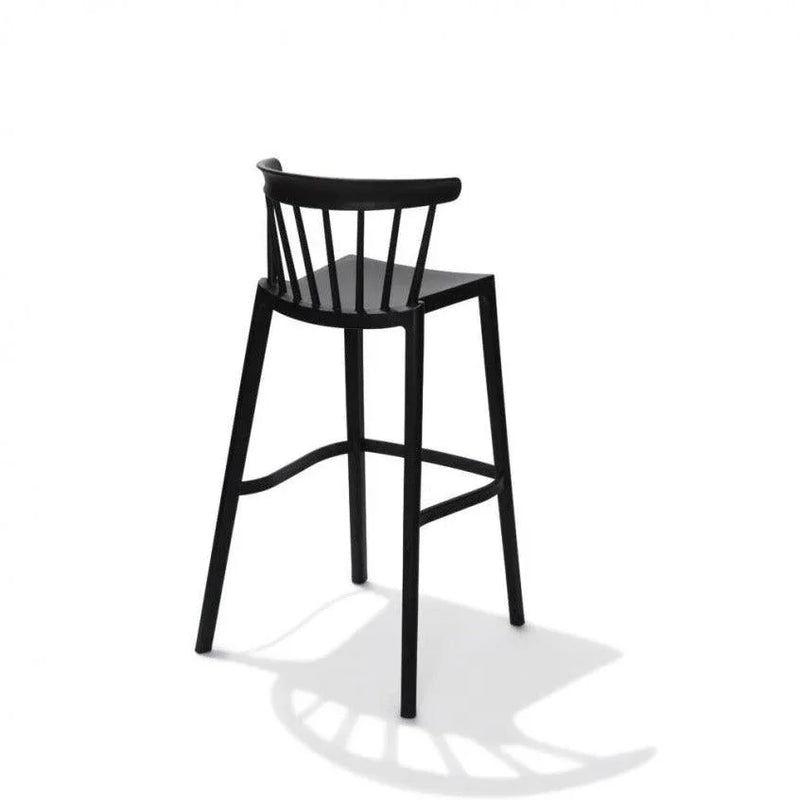 Zwarte design barkruk met rugleuning, moderne kantoormeubels voor werkplek of thuis.