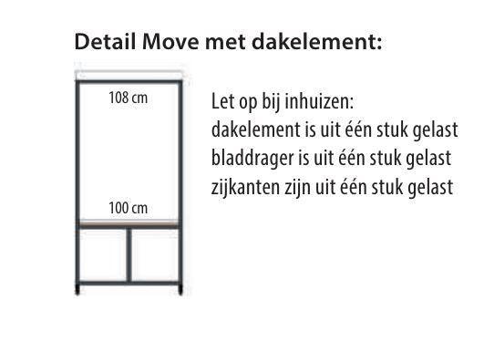 afmetingen van Move bartafel met dakelement, 108 cm hoog en 100 cm breed, kantoormeubilair