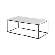 Moderne bijzettafel met wit blad en zwart metalen frame, design kantoormeubilair