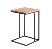 Vierkante bijzettafel met zwart metalen frame en houten blad, design kantoormeubilair