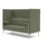 Design bureaubank met hoge rugleuning, groene stoffering en zijtafels voor kantoorinrichting