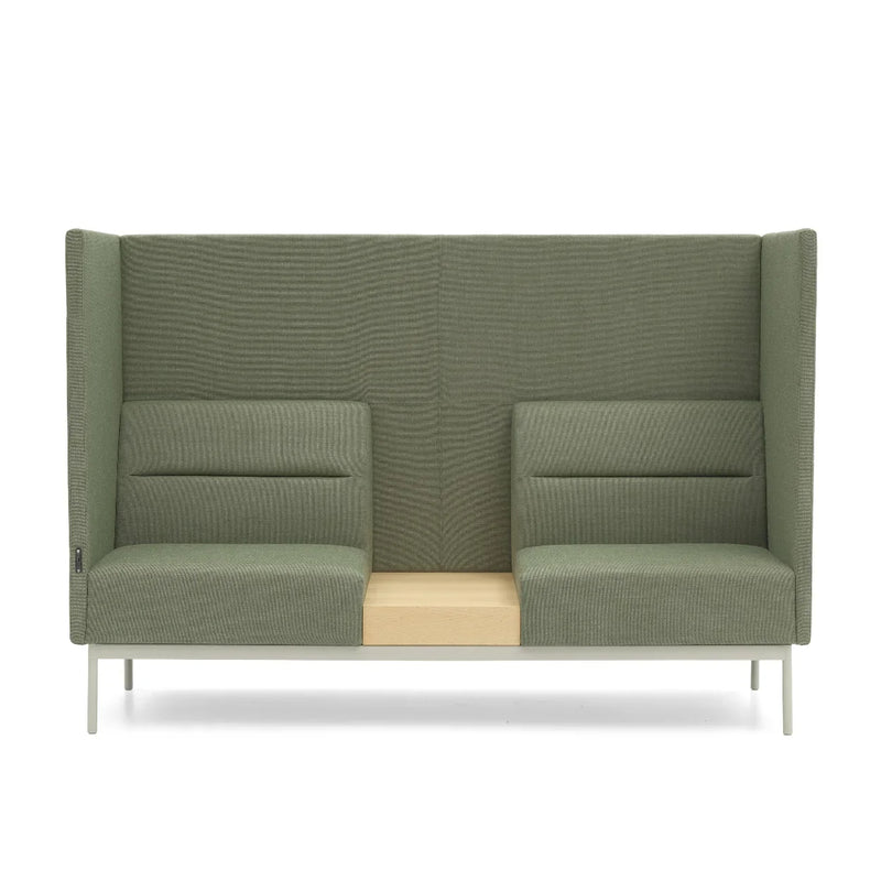 Groene design akoestische bank voor kantoor met houten tussenpaneel, kantoormeubilair