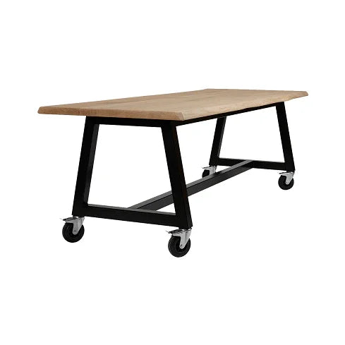 Boomstamtafel Spoinq Bo op wielen, design kantoormeubilair, vergadertafel