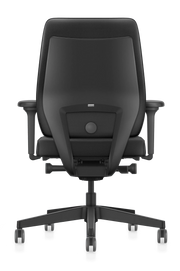 Zwarte Interstuhl Joyce JC1N1 bureaustoel met ergonomische rugleuning, verstelbare armleuningen en wielen