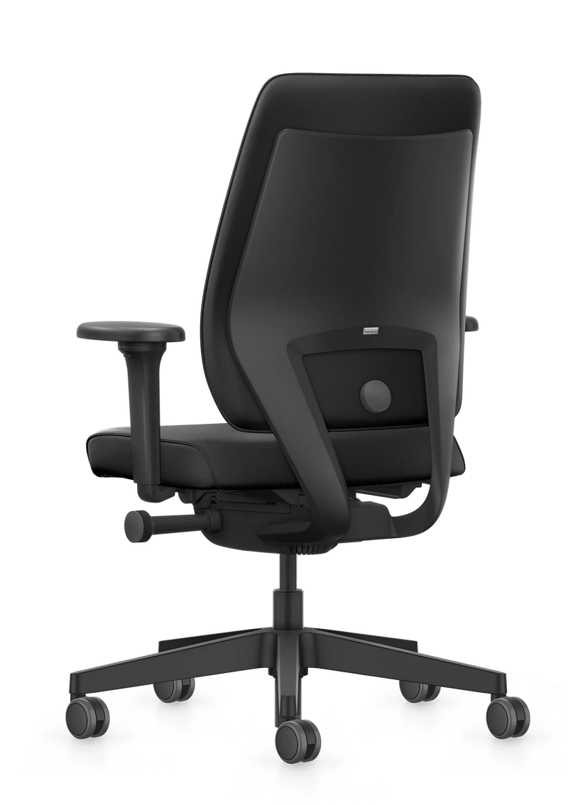 Zwarte ergonomische bureaustoel op wielen, Interstuhl Joyce JC1N1, modern design kantoormeubilair