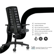 Interstuhl Pure bureaustoel met mesh rugleuning, 4D armleuningen en ergonomisch design, kantoormeubilair