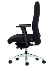 Zwarte ergonomische bureaustoel Rovo XP met armleuningen, wielen en chromen onderstel