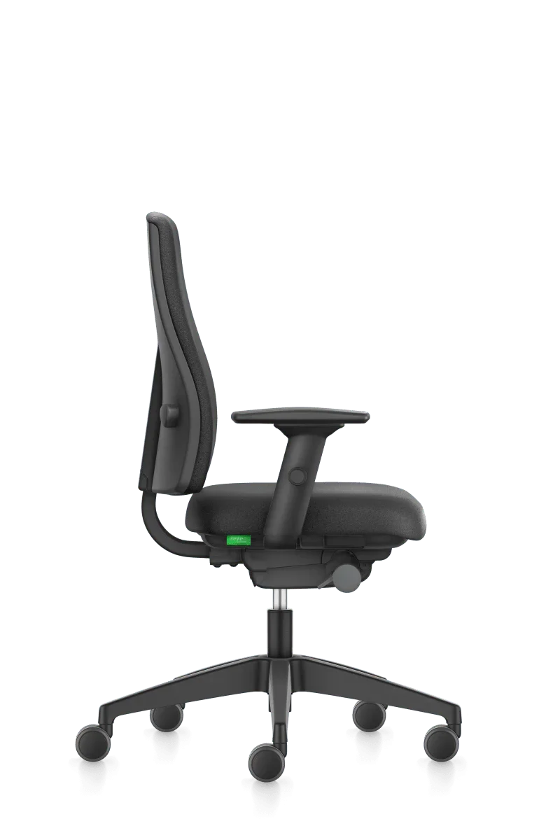 Zwarte ergonomische bureaustoel SE7EN LX111 met armleuningen en wielen, kantoormeubilair