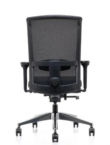 Bureaustoel SE7EN LX282 zwart mesh rugleuning op witte achtergrond, kantoormeubilair