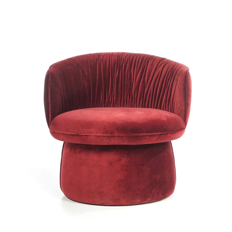 Design lounge fauteuil van rood fluweel, moderne kantoormeubel voor werkplek of vergaderruimte