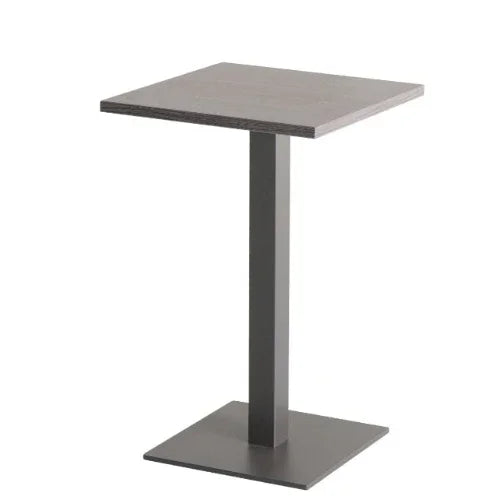 Vierkante statafel met houten blad en metalen voet, modern kantoormeubilair