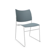 Casala Curvy design stoel met metalen sledeframe, modern kantoormeubilair grijs