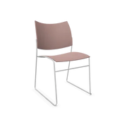 Design bureaustoel Casala Curvy met roze zitting en wit frame, kantoormeubilair
