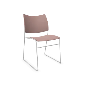 Design bureaustoel Casala Curvy met roze zitting en wit frame, kantoormeubilair