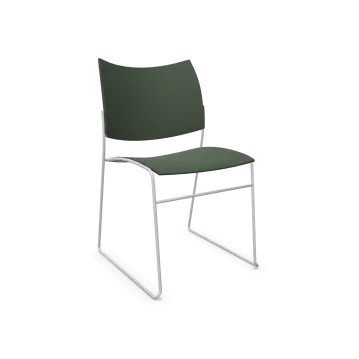 Moderne groene conferentiestoel met metalen frame, design kantoormeubilair
