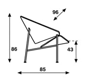 Technische tekening fauteuil Artifort Glider met afmetingen, design kantoormeubilair