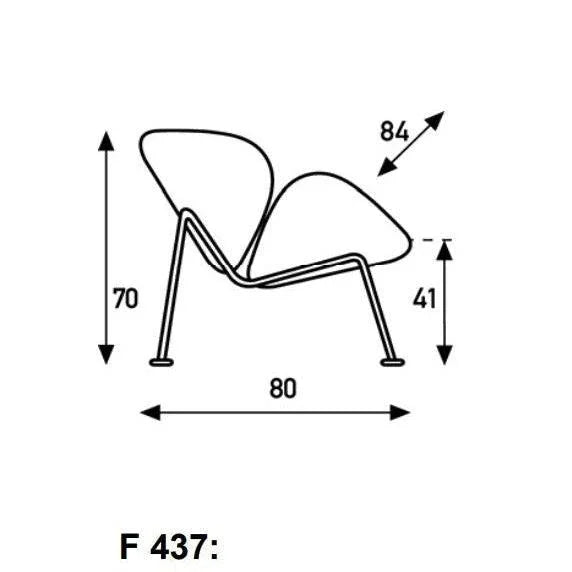Technische tekening Artifort Orange Slice F437 fauteuil met afmetingen, design kantoormeubilair