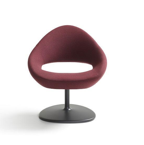Moderne Artifort Shark Lounge fauteuil in bordeauxrood, design kantoormeubilair op zwarte voet