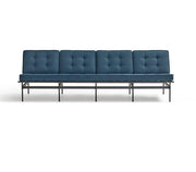 Blauwe design bank met vier kussens en metalen frame, kantoormeubilair Artifort