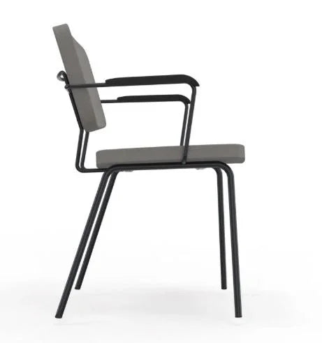 Moderne Forza bureaustoel met armleuningen, gezien vanaf de zijkant, 4-poot