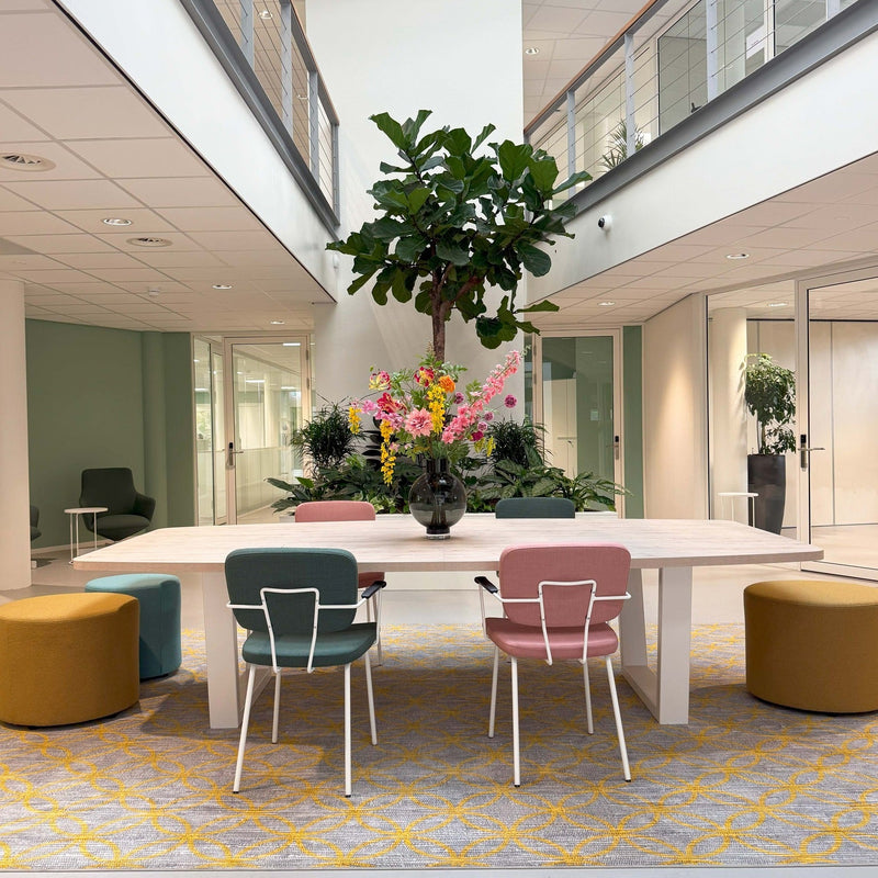 Huislijn Forza stoelen met armleggers, gestoffeerd, pastelkleuren