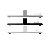 Vergelijking van bureaupoten in aluminium, zwart en wit; kantoormeubilair kleurenopties