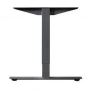 Modern zwart metalen onderstel van een hoekbureau, design kantoormeubilair voor werkplekken.