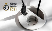 Evoline Circle inbouw stopcontact met USB lader, wit, voor design kantoormeubilair.