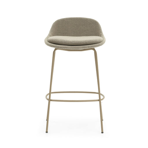 Juno barkruk vooraanzicht Deberenn, Juno, Deberenn Juno, Juno barkruk, Juno counterkruk, barkruk, counterkruk, gestoffeerde barkruk, design barkruk, Gower Woolf, Camira, Kvadrat, hospitality, horeca, kantine, hoge overlegtafel, kantoorinrichting, projectinrichting