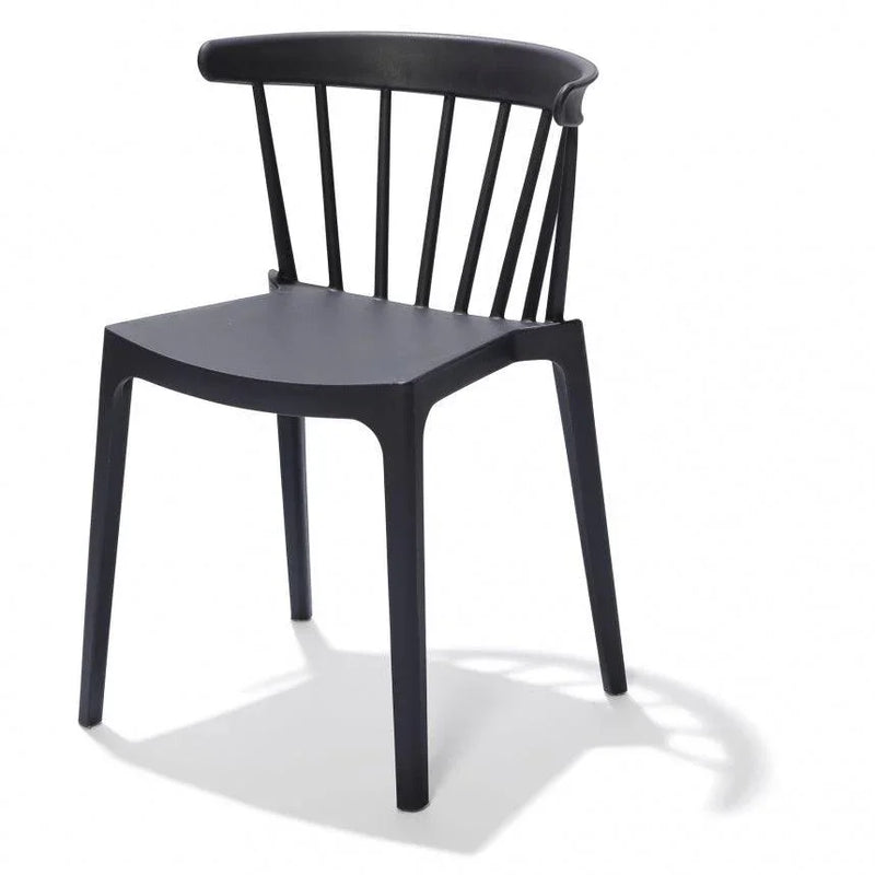 Zwarte design kantinestoel met open rugleuning, modern kantoormeubilair KANTOORMEUBELS.ONLINE