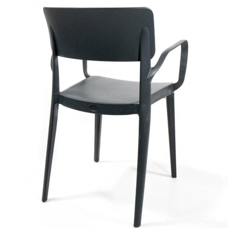 Zwarte design kantinestoel Linde met armleuningen, kantoormeubilair KANTOORMEUBELS.ONLINE